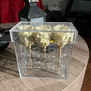Dried roses in acrylic box